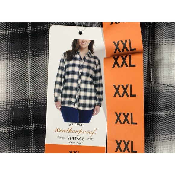 Weatherproof Vintage Ladies' XXL Long Sleeve Flannel Shirt Black/White Plaid - Picture 5 of 15